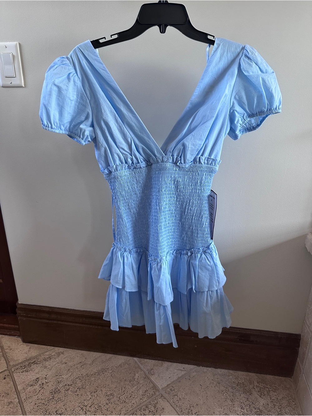B Darlin Light Blue Ruffle Smocked Mini Dress